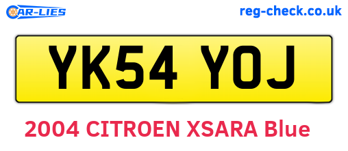 YK54YOJ are the vehicle registration plates.
