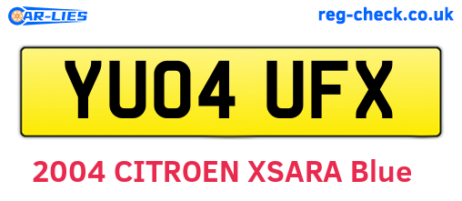 YU04UFX are the vehicle registration plates.