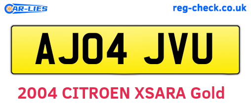 AJ04JVU are the vehicle registration plates.