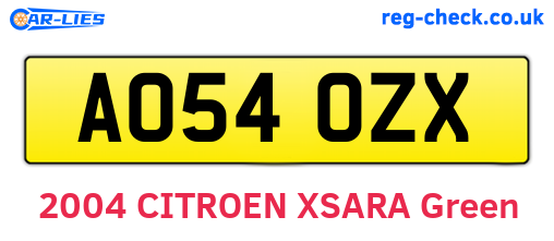 AO54OZX are the vehicle registration plates.
