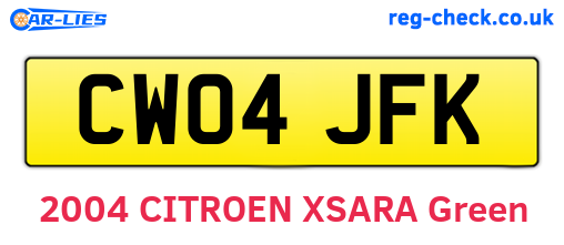 CW04JFK are the vehicle registration plates.