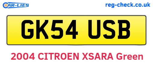 GK54USB are the vehicle registration plates.