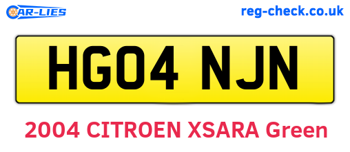 HG04NJN are the vehicle registration plates.