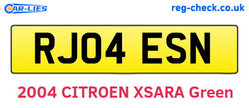 RJ04ESN are the vehicle registration plates.