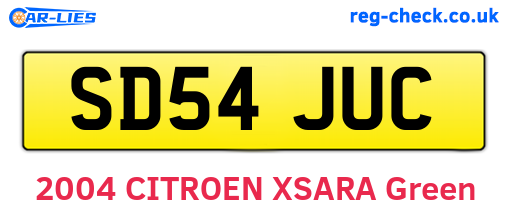 SD54JUC are the vehicle registration plates.