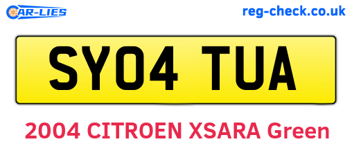 SY04TUA are the vehicle registration plates.