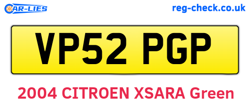 VP52PGP are the vehicle registration plates.