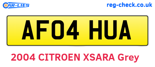 AF04HUA are the vehicle registration plates.
