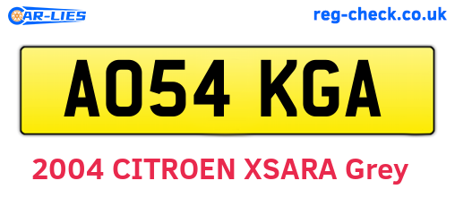 AO54KGA are the vehicle registration plates.