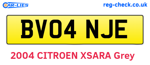 BV04NJE are the vehicle registration plates.