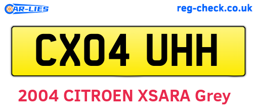 CX04UHH are the vehicle registration plates.