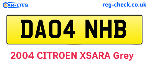 DA04NHB are the vehicle registration plates.