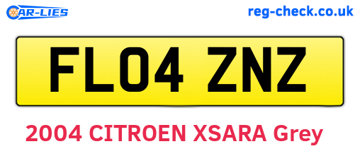 FL04ZNZ are the vehicle registration plates.