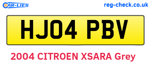 HJ04PBV are the vehicle registration plates.