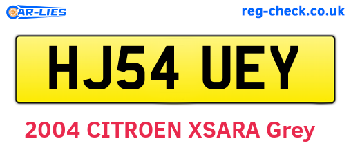 HJ54UEY are the vehicle registration plates.