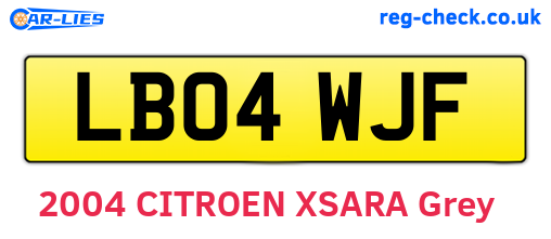 LB04WJF are the vehicle registration plates.