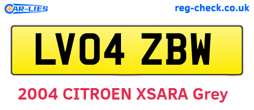 LV04ZBW are the vehicle registration plates.