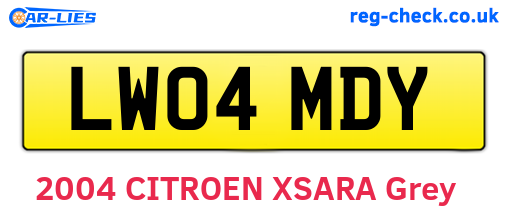 LW04MDY are the vehicle registration plates.