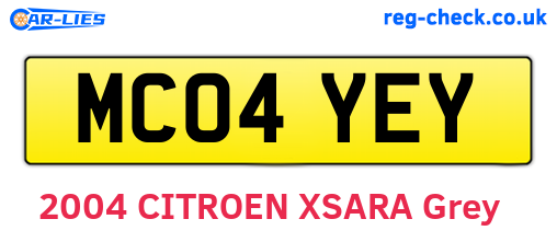 MC04YEY are the vehicle registration plates.