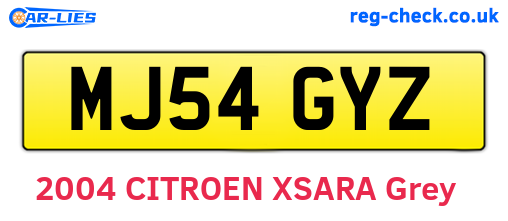 MJ54GYZ are the vehicle registration plates.
