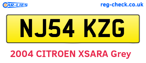 NJ54KZG are the vehicle registration plates.
