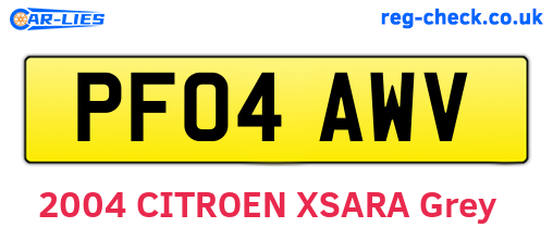 PF04AWV are the vehicle registration plates.