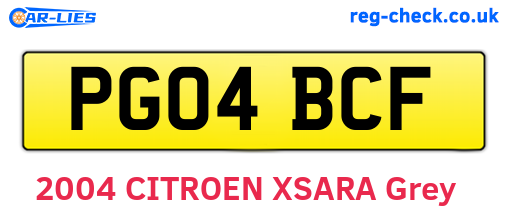 PG04BCF are the vehicle registration plates.