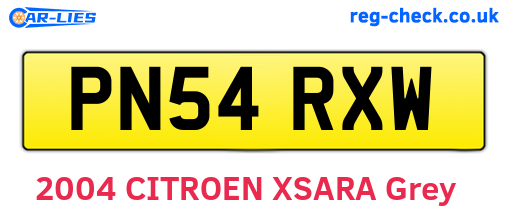 PN54RXW are the vehicle registration plates.