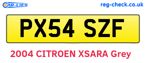 PX54SZF are the vehicle registration plates.