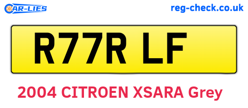 R77RLF are the vehicle registration plates.