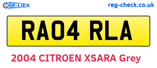 RA04RLA are the vehicle registration plates.