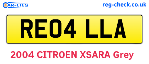 RE04LLA are the vehicle registration plates.