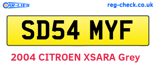 SD54MYF are the vehicle registration plates.