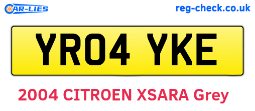 YR04YKE are the vehicle registration plates.