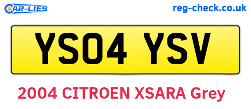 YS04YSV are the vehicle registration plates.