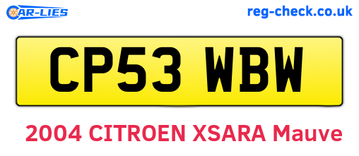 CP53WBW are the vehicle registration plates.