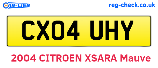 CX04UHY are the vehicle registration plates.