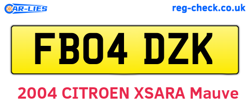 FB04DZK are the vehicle registration plates.