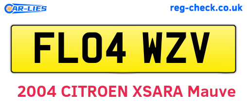 FL04WZV are the vehicle registration plates.