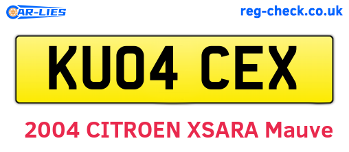 KU04CEX are the vehicle registration plates.