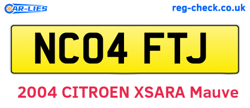NC04FTJ are the vehicle registration plates.