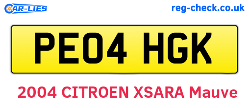 PE04HGK are the vehicle registration plates.