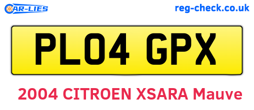 PL04GPX are the vehicle registration plates.