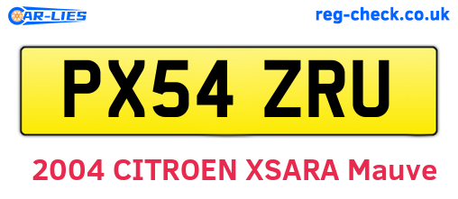 PX54ZRU are the vehicle registration plates.
