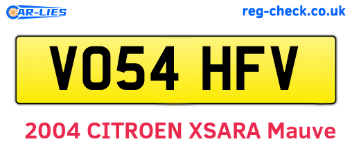 VO54HFV are the vehicle registration plates.