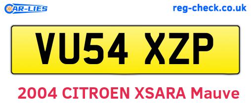 VU54XZP are the vehicle registration plates.