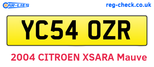 YC54OZR are the vehicle registration plates.