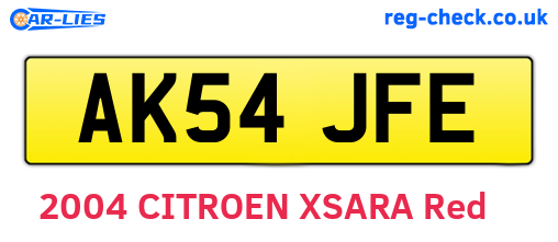 AK54JFE are the vehicle registration plates.