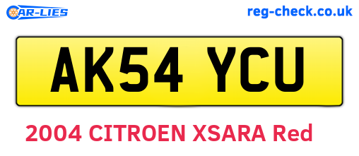 AK54YCU are the vehicle registration plates.