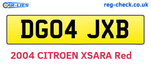 DG04JXB are the vehicle registration plates.